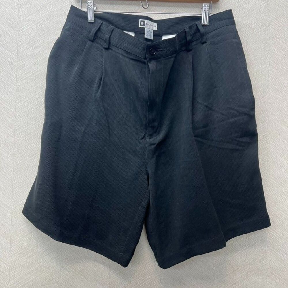Vintage Bachrach Comfort Pockets Silk Black Pleated Front Shorts Mens Size 36